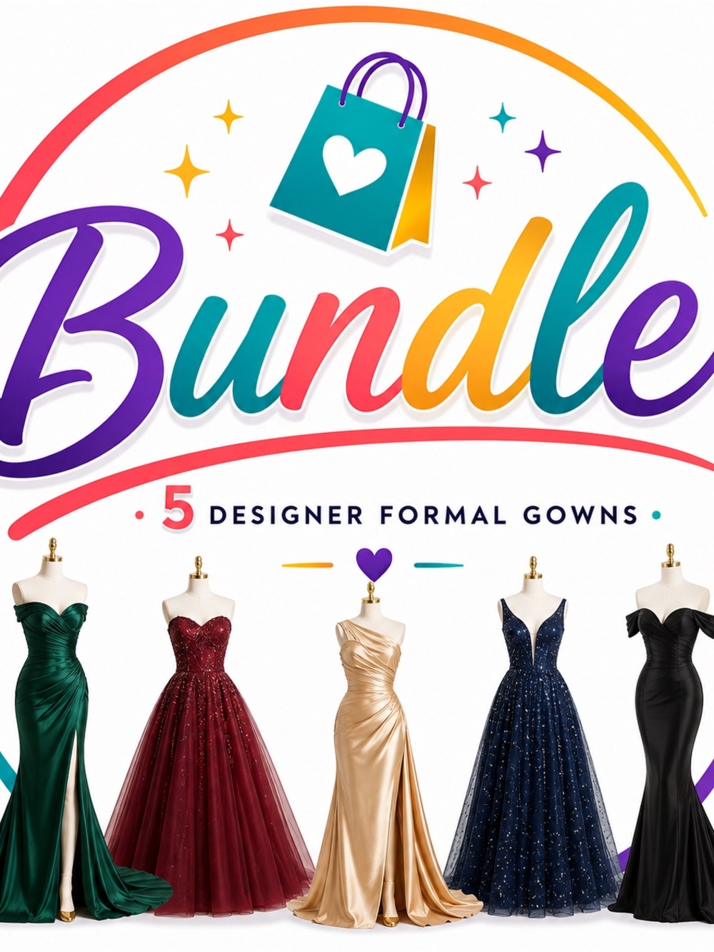 Bundle of 5 Designer Formal Gowns Sherri Hill and Etc